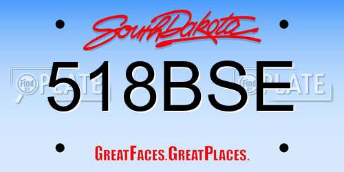 518BSE South Dakota License Plate