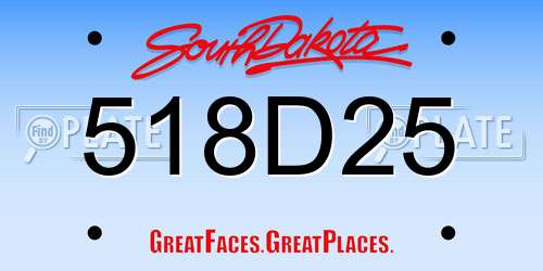 518D25 South Dakota License Plate