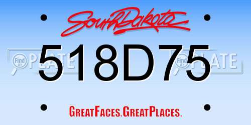 518D75 South Dakota License Plate