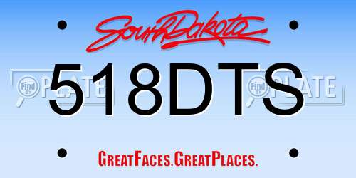 518DTS South Dakota License Plate