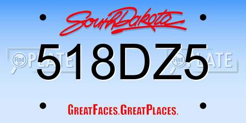518DZ5 South Dakota License Plate