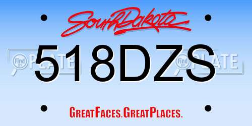 518DZS South Dakota License Plate