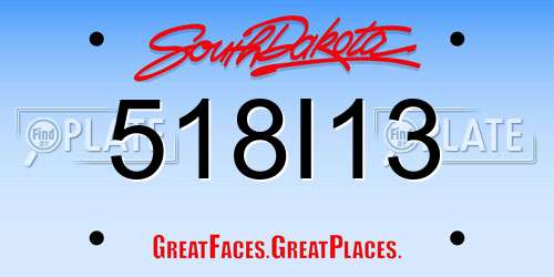 518I13 South Dakota License Plate