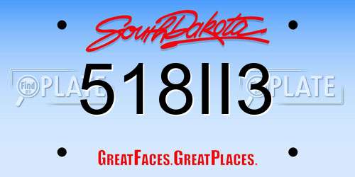 518II3 South Dakota License Plate
