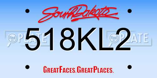 518KL2 South Dakota License Plate