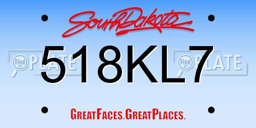 518KL7 South Dakota License Plate