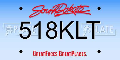 518KLT South Dakota License Plate