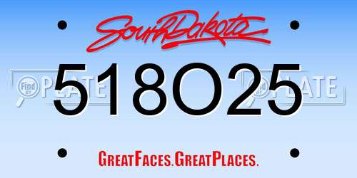 518O25 South Dakota License Plate