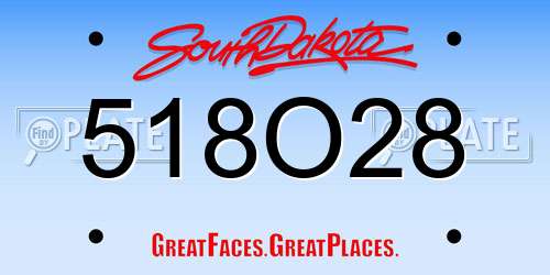 518O28 South Dakota License Plate