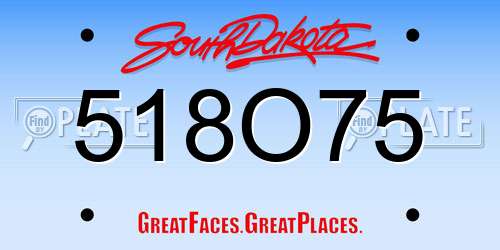 518O75 South Dakota License Plate
