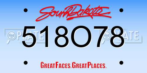 518O78 South Dakota License Plate