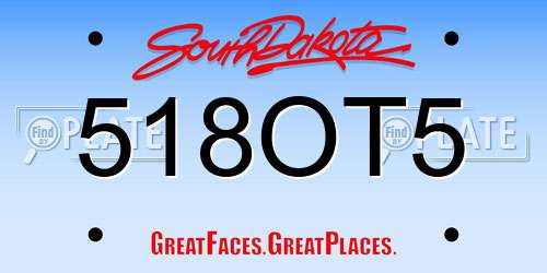 518OT5 South Dakota License Plate