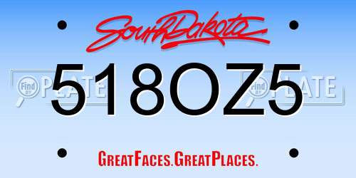 518OZ5 South Dakota License Plate