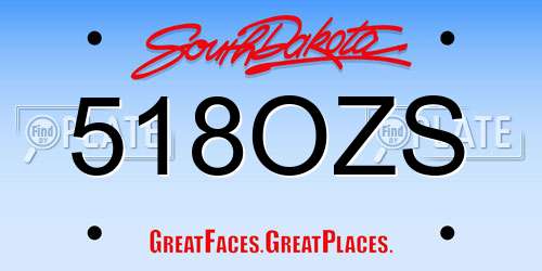 518OZS South Dakota License Plate