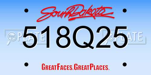 518Q25 South Dakota License Plate