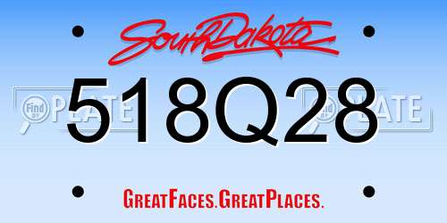 518Q28 South Dakota License Plate