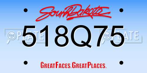 518Q75 South Dakota License Plate
