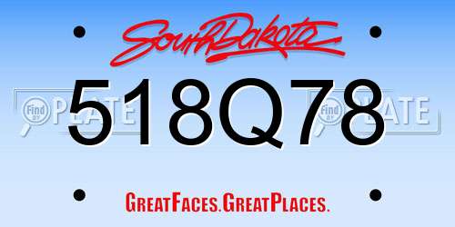 518Q78 South Dakota License Plate