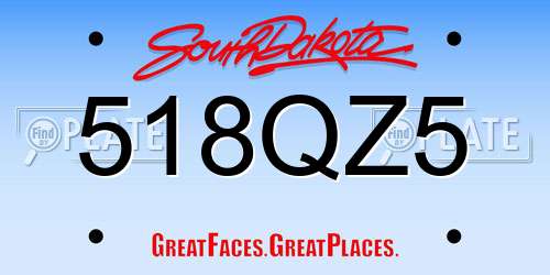 518QZ5 South Dakota License Plate