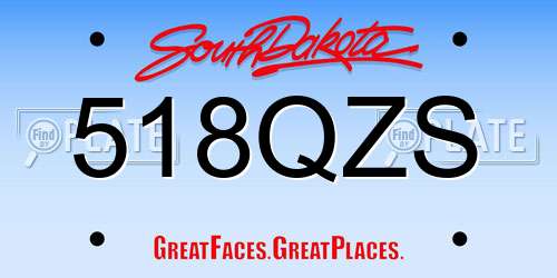 518QZS South Dakota License Plate