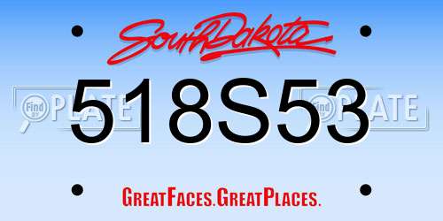 518S53 South Dakota License Plate