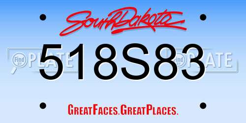 518S83 South Dakota License Plate