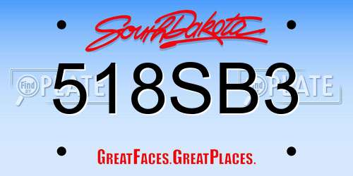 518SB3 South Dakota License Plate