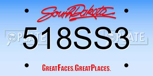 518SS3 South Dakota License Plate