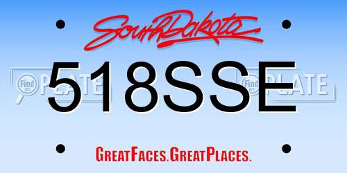 518SSE South Dakota License Plate