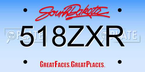 518ZXR South Dakota License Plate