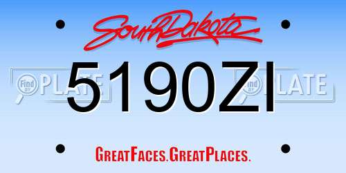 5190ZI South Dakota License Plate
