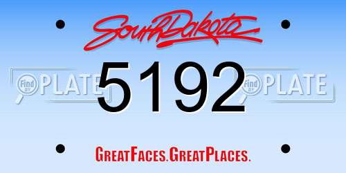 5192 South Dakota License Plate