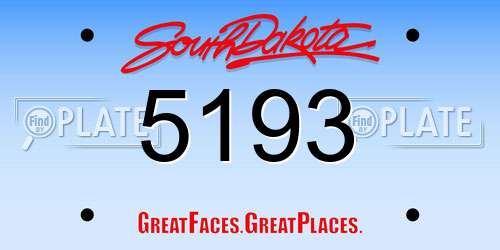 5193 South Dakota License Plate