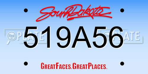 519A56 South Dakota License Plate
