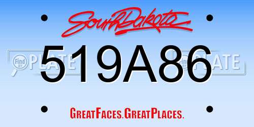 519A86 South Dakota License Plate