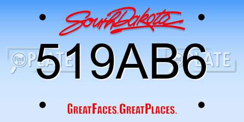 519AB6 South Dakota License Plate