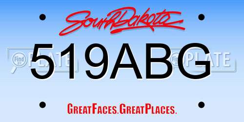 519ABG South Dakota License Plate