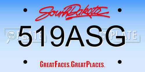 519ASG South Dakota License Plate