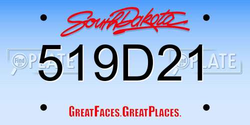 519D21 South Dakota License Plate