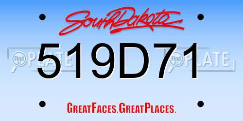 519D71 South Dakota License Plate