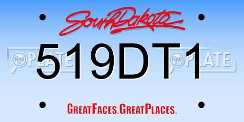 519DT1 South Dakota License Plate