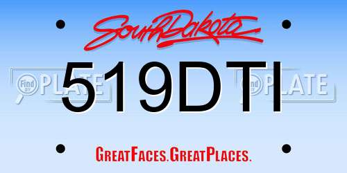 519DTI South Dakota License Plate