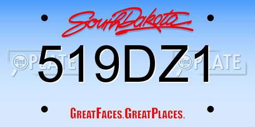 519DZ1 South Dakota License Plate