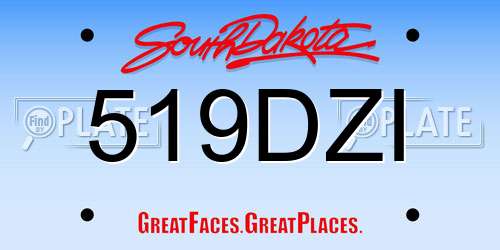 519DZI South Dakota License Plate