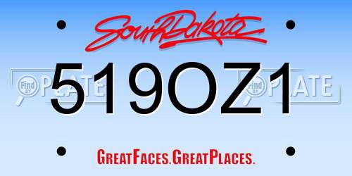 519OZ1 South Dakota License Plate