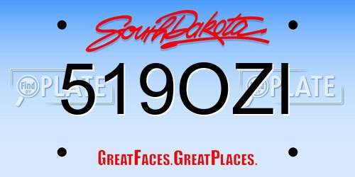 519OZI South Dakota License Plate