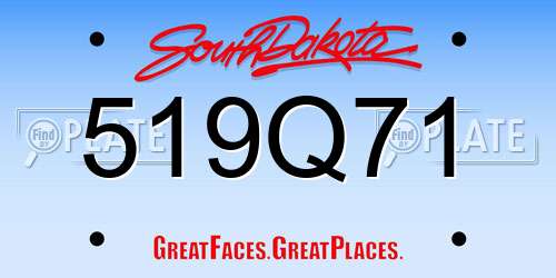 519Q71 South Dakota License Plate