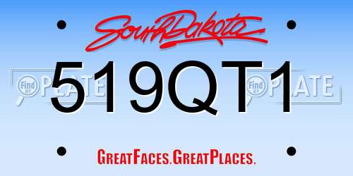 519QT1 South Dakota License Plate