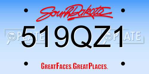 519QZ1 South Dakota License Plate