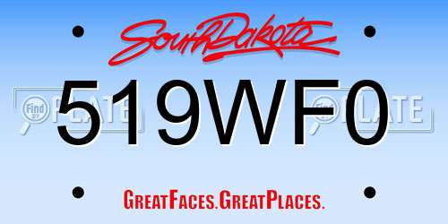 519WF0 South Dakota License Plate
